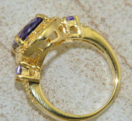 璀璨臻選 歐美時尚18K鍍金紫晶石戒指，詮釋婚禮與日常的優(yōu)雅格調(diào)